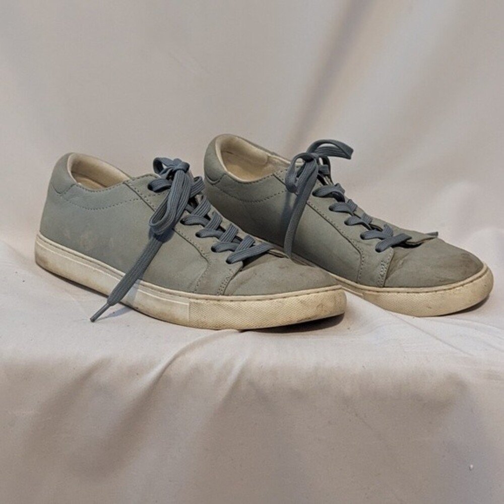 Kenneth Cole Leather Sneakers Blue with Metallic Stripe - Womens 8